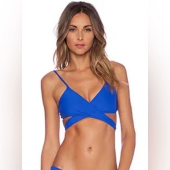 l*space Other - L Space Chloe Bikini Wrap Top Blue Adjustable V Neck EUC Size S
